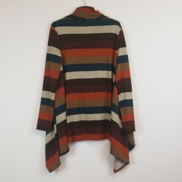 ENTRO Womens Waterfall Cardigan Small Striped Asymmetrical Button Front BOHO - Picture 3 of 4